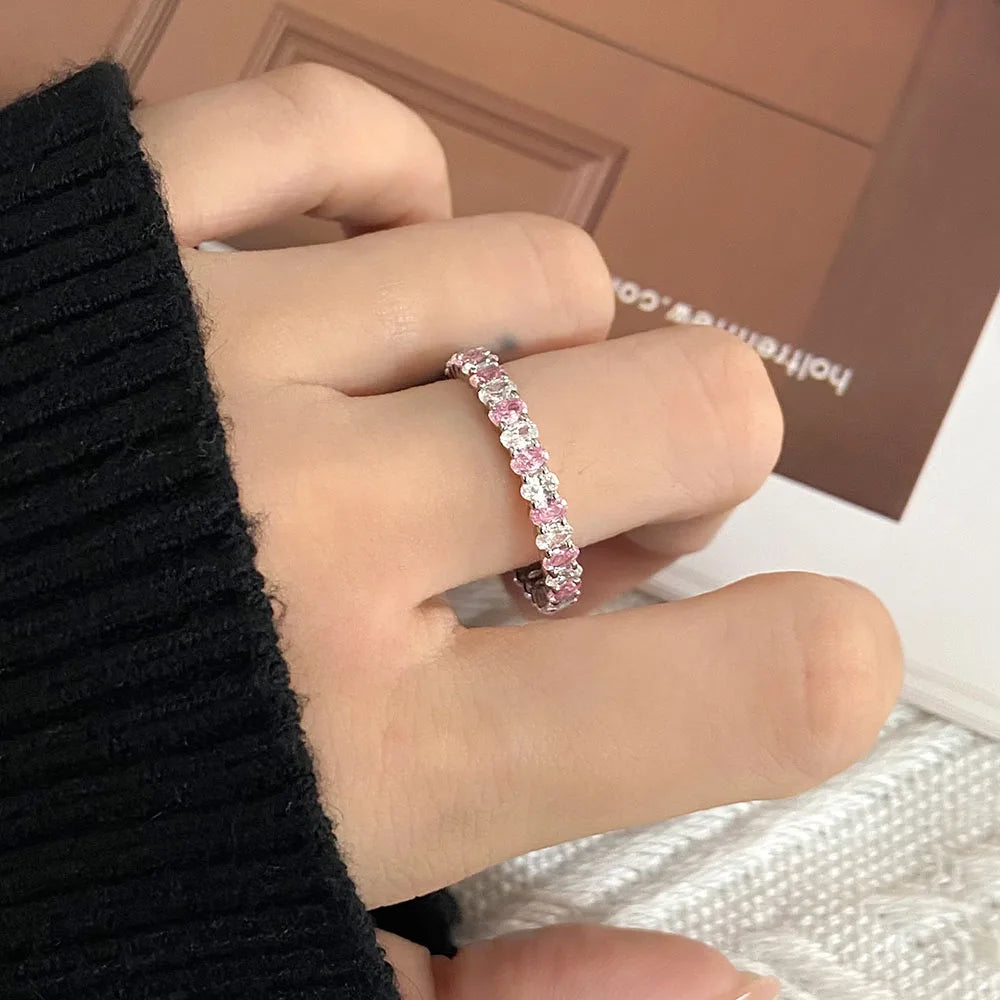 FOXI Customize 5A Quality Pave Dainty Zircon Cubic Luxury Designs 925 Sterling Silver Ring with Gold Plated