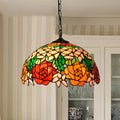 Classic Rose Retro Restaurant American Rural Creative Bedroom bar Decoration Chandelier Tiffany Stained Glass Pendent Lamp