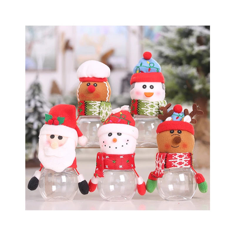 2022 New Year Decor Transparent Christmas Candy Jar Santa Bag Sweet Natal Present Box Christmas Decorations