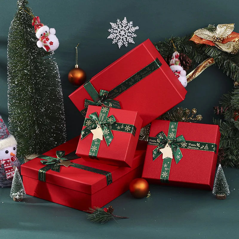 Red Christmas Rigid Box Gift Paper Christmas Eve Box for Gift Packaging