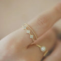 S925 Gold ultra Thin Clover Shaped Double Line Girls Fashion Ring