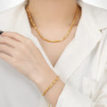 Fashion Jewelry Set Waterproof Stainless Steel Collarbone Chain 24K Gold Plated Shining Necklace YF5038