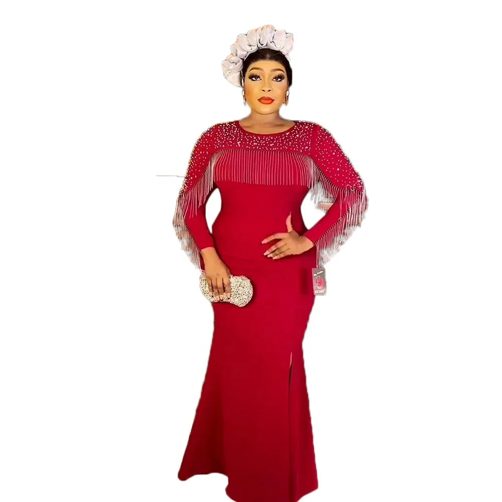 2023 Elegant Women's Party Wear Dress Lady's Elegant Rhinestone Polyester Dress with Elasticity Fashionable Dresses for Women