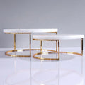 Modern Natural Marble Stone Round Display Stand Hotel Marble Fruit Plate Cake Plate With Metal Bottom