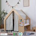 Modern Wood Playhouse Play Kids Tent with Desk Table Chair Chalkboard for School & Shopping Mall Use