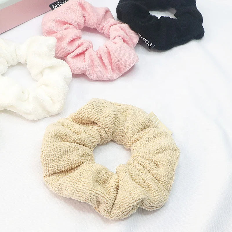 Super Water-absorbent Terry Large Oversized Beige Towel Scrunchies With Custom Logo