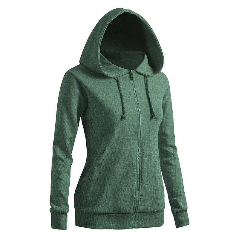 Women's Casual Zip-up Hoodie Basic Long Sleeve Sports Running Premium Cotton Uniform Hoodie
