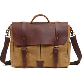 New Design Retro Style Casual Business Large Capacity Vintage Canvas Laptop Messenger Briefcase Crossbody Bag Brushed Gold