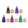 Wholesale 1ml Blue Red Green Amber Purple Sample Essential Oil or Perfume Roll on Glass Vials Bottle with Bamboo Plastic Cap