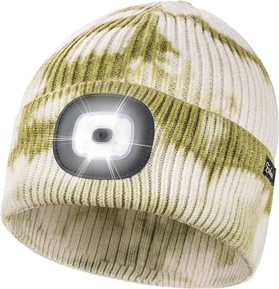Wholesale Double Layer Warm Winter Night Lighted Knitted Hat Flashlight USB Rechargeable Beanie With LED