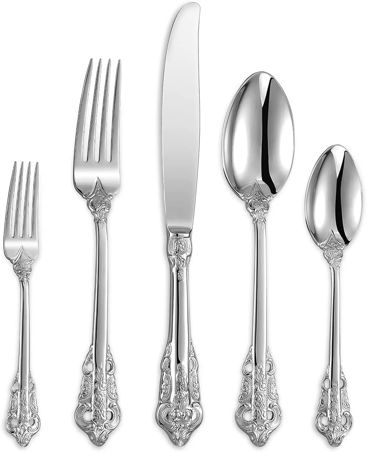Royal Style Vintage Design Luxury Mirror Polish Stainless Steel 18/10 Gold 4-Piece Wedding Flatware Gift Set