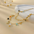 Wholesale 18K Gold Plated Women's Double Layer Necklace Colorful Pearl Fashion Accessory Christmas Gift