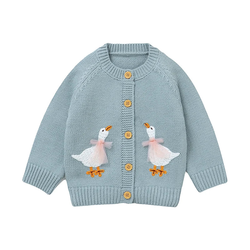 Mimixiong Cute Custom Pattern Duck Design Knit Breathable Anti-Wrinkle Baby Girls' Coats & Sweaters MegaBDM