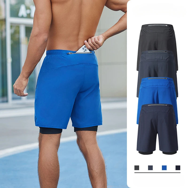 Plus Size Sporty Mid Waist Solid Quick Dry Breathable Lightweight Men's Gym Workout Running Shorts with Pockets