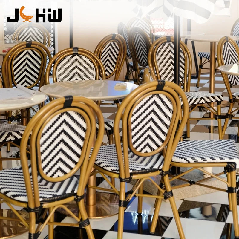 Juecheng Modern Style Outdoor Garden Furniture Pe Rattan Bistro Chairs for Cafe Restaurant Park Villa Dining French Style