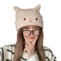 Fashion Animal Ears Cute Winter Hats for Women Knitted Warm Chunky Cable Knit Beanie Skull Thick Ski Hat