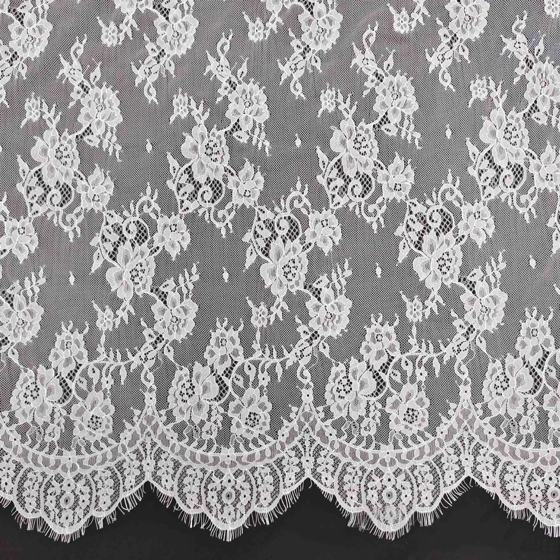 Asian Clothing Soft Eyelash Chantilly Lace Fabric Floral 3meters Length LT21501