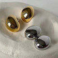 New Accessories Products Fashion European 18k Gold Large Earrings Glossy Solid Gold Geometric Chunky Metal Stud Earrings