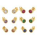 FUAMAY S925 925 Silver Earrings Emerald Cut CZ Diamond Studs Pink Blue Green Gold Plated Bezel Setting Beautiful Colorful Studs