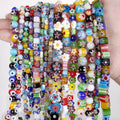 Natural Multicolor Flat Lampwork Glass Crystal Stone Spacer Beads 4-10mm 15.5"/38cm Jewelry Making DIY Bracelet Necklace