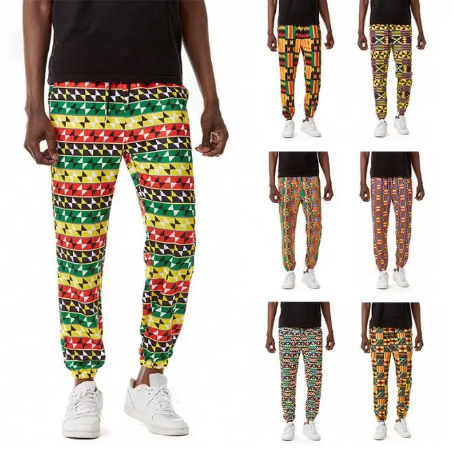 Men's Casual Loose Pants Bohemian Pattern Print Outdoor Sport Pant African Style Long Pants