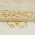 New Arrival Exquisite 18K Gold Inlaid Zircon Open Ring Simple Luxury Star Heart Shaped Stainless Steel Rings for Women