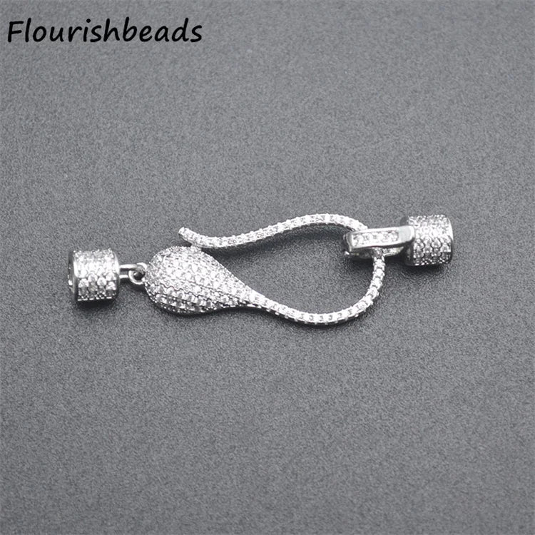 Wholesale Anti Fading Gold Silver Plated Micro CZ Pave Big Size Metal Clasps for Jewelry Making