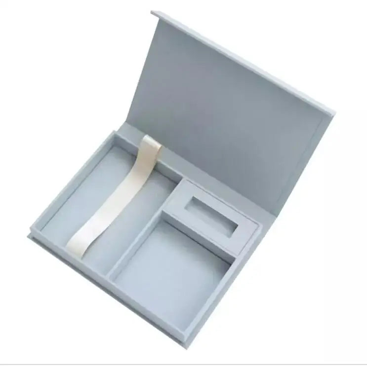 Custom Luxury Beige Linen Fabric Photo Album Picture Box Wedding Memory Box Keepsake Box