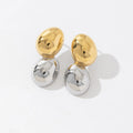 Glossy Personality Stainless Steel Hollow Ball 18K Gold Silver Stud Earrings for Women