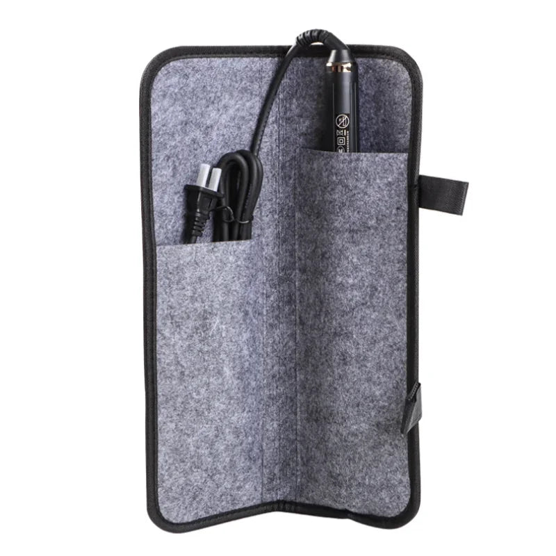 Polyester Hair Straightener Bag Curling Iron Carrying Case Heat Resistant Mat Pad Portable Hair Straightener Pouch