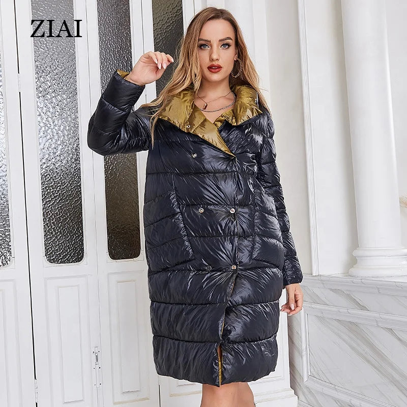 Down Feather Coat Thick Warm Wear Double-sided Wear Thin and Down Feather Coat on Both Sides Lightweight Down Coat Womens