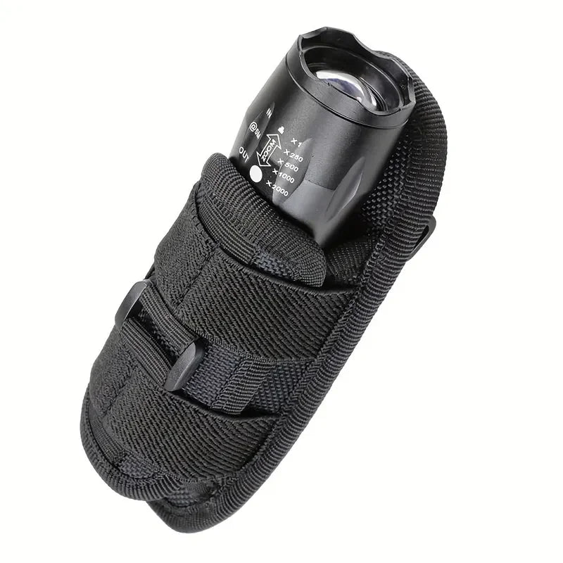 Tactical Nylon Flashlight Pouch Holder with 360 Degree Rotatable Belt Clip Flashlight Holster for Hunting