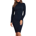 Knitwear ODM Custom Summer Autumn Winter Casual Elegant Women's Viscose/Nylon A-Line Midi Long Sleeve Turtleneck Knit Sweater