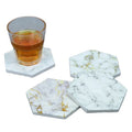 2021 Customised Ceramic Hexagon Mug Coasters Minimalist Marble Cup Mats with Sublimation Printing