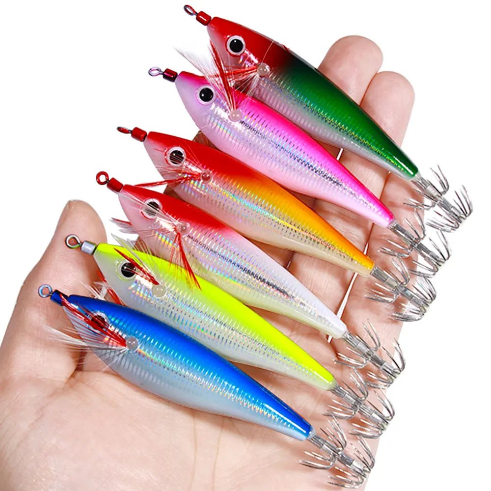 Wholesale SJ043 10cm 10g Saltwater Luminous Shrimp Baits Squid Jig Fishing Lures