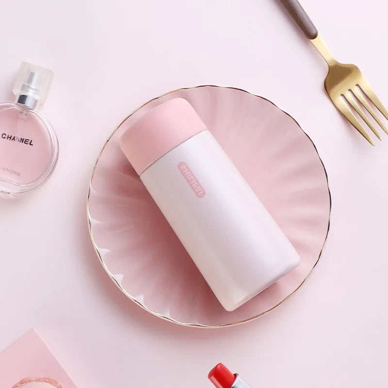Cute Mini Pocket Thermos Hot Water Bottle with Tea Filter 304 Stainless Steel Tumbler Vacuum Flask Double Wall Coffee Travel Cup
