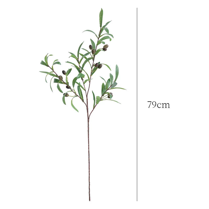 AL-8706 Artificial Film 4-pronged Olive Branch Nordic Style Home Decoration Flower Arrangement Green Plant Wedding Scenery