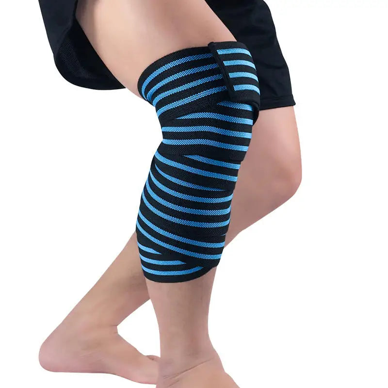 Custom Weightlifting Powerlifting Heavy Duty Squat Gym Compression Long Elastic Knee Wrap Bandage