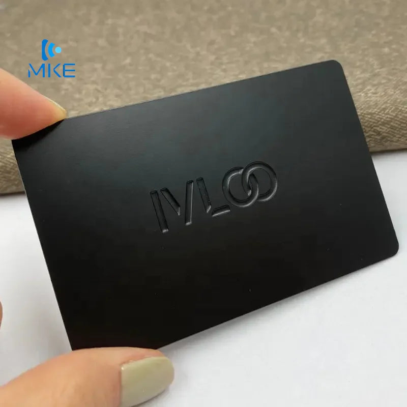 Deep Sunk Embossed Matt Black Stainless Steel Business Metal Cards