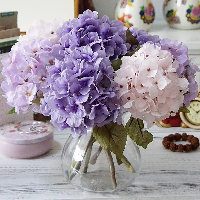 Hot Dale Wholesale Artificial Single Stem Silk Hydrangea Flowers Faux Hydrangea Flower for Wedding Home Decoration