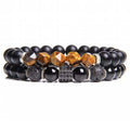 Lava Matt Crystal Beaded Natural Stone Tiger Eye Beads Bracelet 2PCS/SET ST209