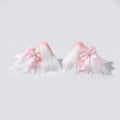 E0005 Kawaii Pink Furry Cat Ears Hair Clips Plush Animal Ear Hair Barrettes with Bow Pearl Cute Cosplay Hair Accessories