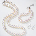 4A 7-8mm 8-9mm Natural White Button S925 Silver Freshwater Pearl Necklace Bracelet Earrings Jewelry Set Premium Quality Elegant