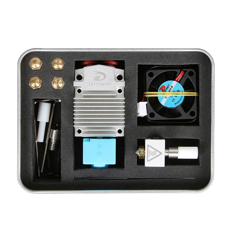 3DSWAY Silver Dual Color Switching Aluminum J-head 3D Printer Kit NV6 Heated 0.4/1.75 Volcano Nozzle 0.8 XCR 2-in-1 Extruder