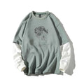 100% Cotton Winter Mens Crewneck Embroidered Spliced Sleeve Sweatshirt Custom Logo Trendy