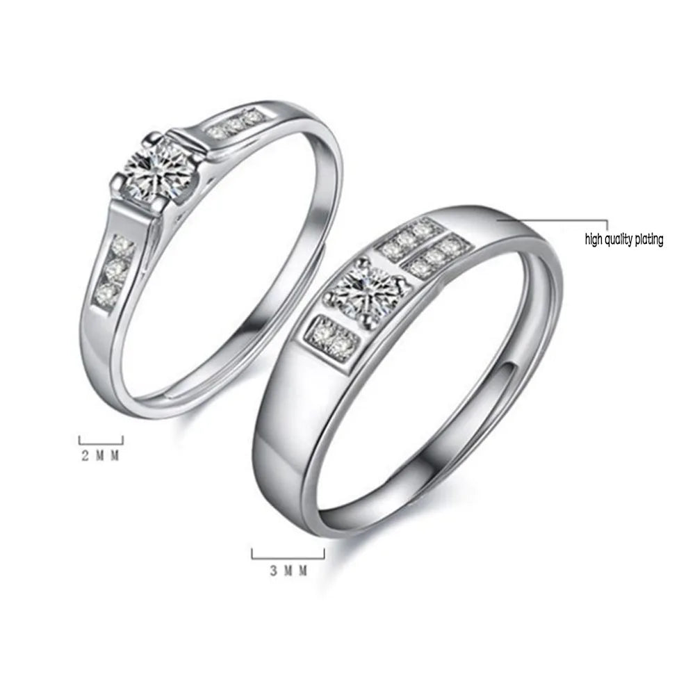 Wholesale Bohemian Silver Plated Copper Open Cuff Heart Couple Wedding Rings for Lovers