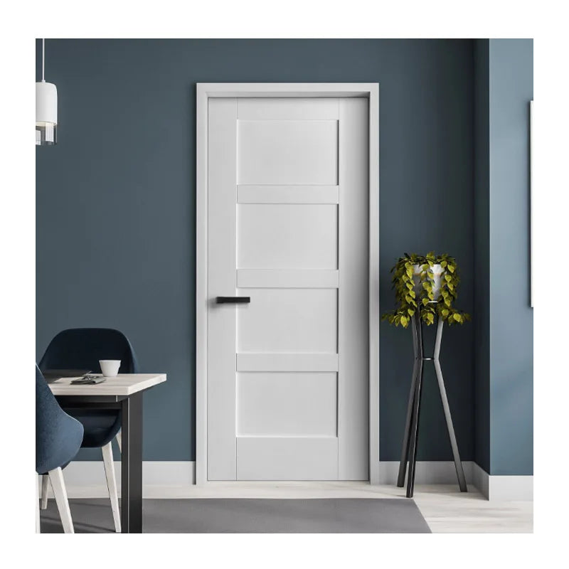 White French Design Bedroom Wooden Door Manual Opening Finished Surface Solid Wood Construction for Hotel Entry