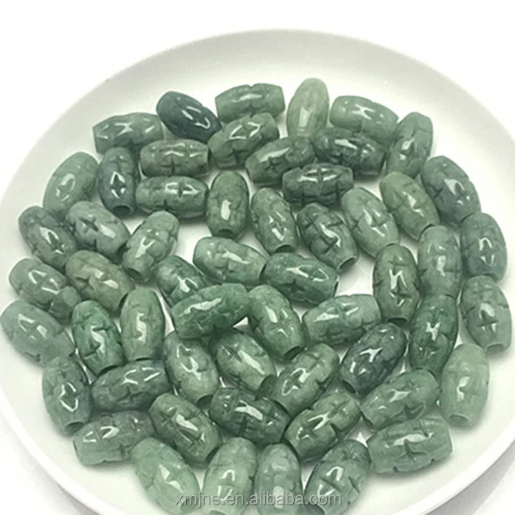 Burma Jade Grade a Bulk Beads Cross Carved Passepartout Craft Beaded DIY Jewelry Accessories Direct Wholesale