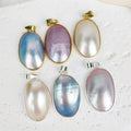 2025 New Bohemian Plated Jewelry Colorful White Pink Blue Big Shell Bezel Pendant Cute Number Seashell Mabe Necklace for Making