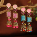 2024 Fashion Jewelry Vintage Bell Handmade Earrings Colorful Dripping Long Earrings Dance Lantern Antique Gold Bohemian Earrings